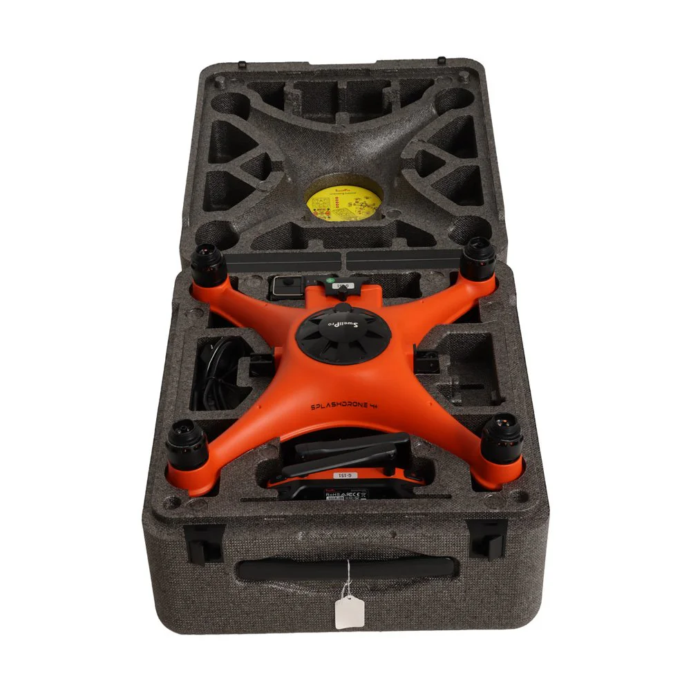 SplashDrone SD4 Plus Enterprise 4K Drone Package SplashDrone SD4 Plus Enterprise 4K drone with camera, remote controller, battery, spare propellers, charger and carry case