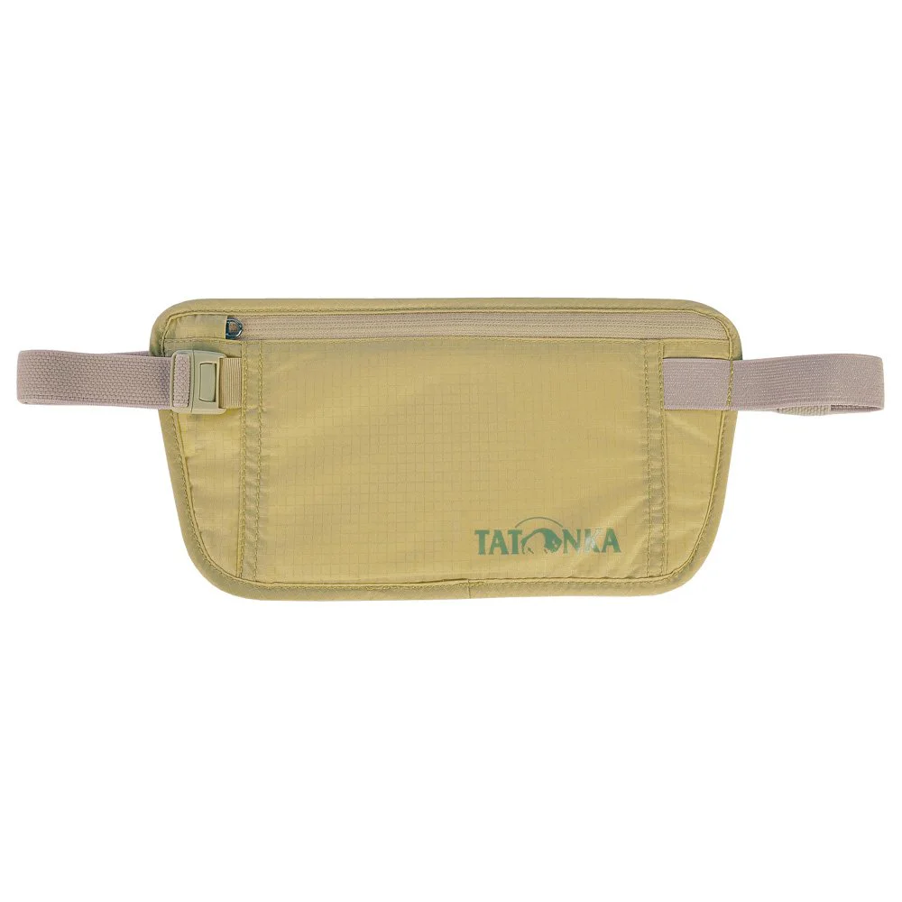 Tatonka Skin Document bum bag belt in beige with secure zip compartments for passport, cash, cards, and travel documents, featuring a lightweight, discreet design for concealed travel security.