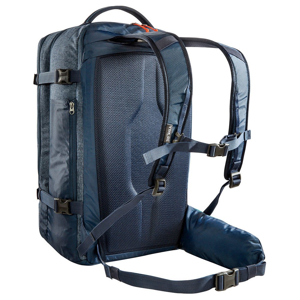 Tatonka Traveller Carry-On Backpack 35L Tatonka Traveller 35L carry-on backpack in dark grey with padded shoulder straps, multiple zip compartments and compression straps.