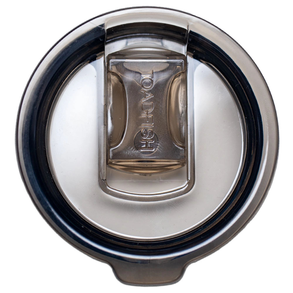 Toadfish 295ml non-tipping rocks travel mug with double-wall insulation, brushed stainless steel finish and Toadfish logo.