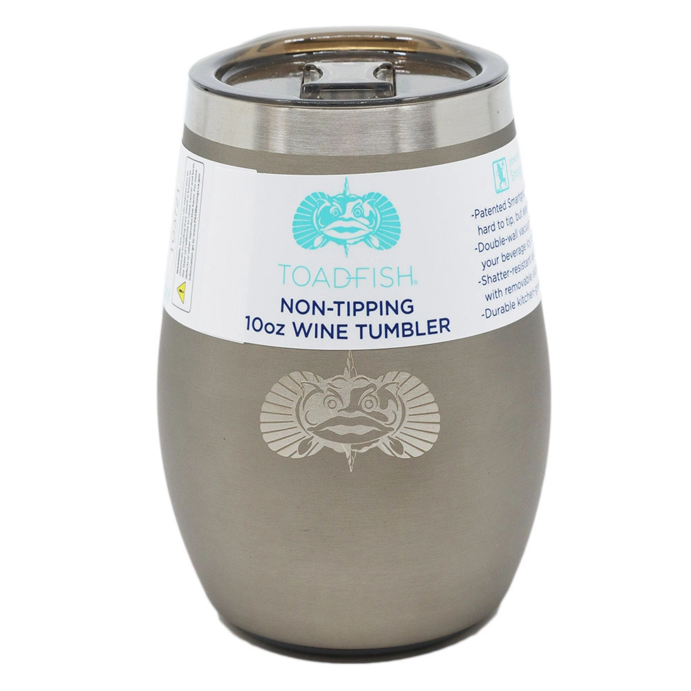 Toadfish Non-Tipping Wine Double Insulated Travel Mug 295ml Toadfish 295ml non-tipping wine travel mug with double-insulated stainless steel body and clear lid.