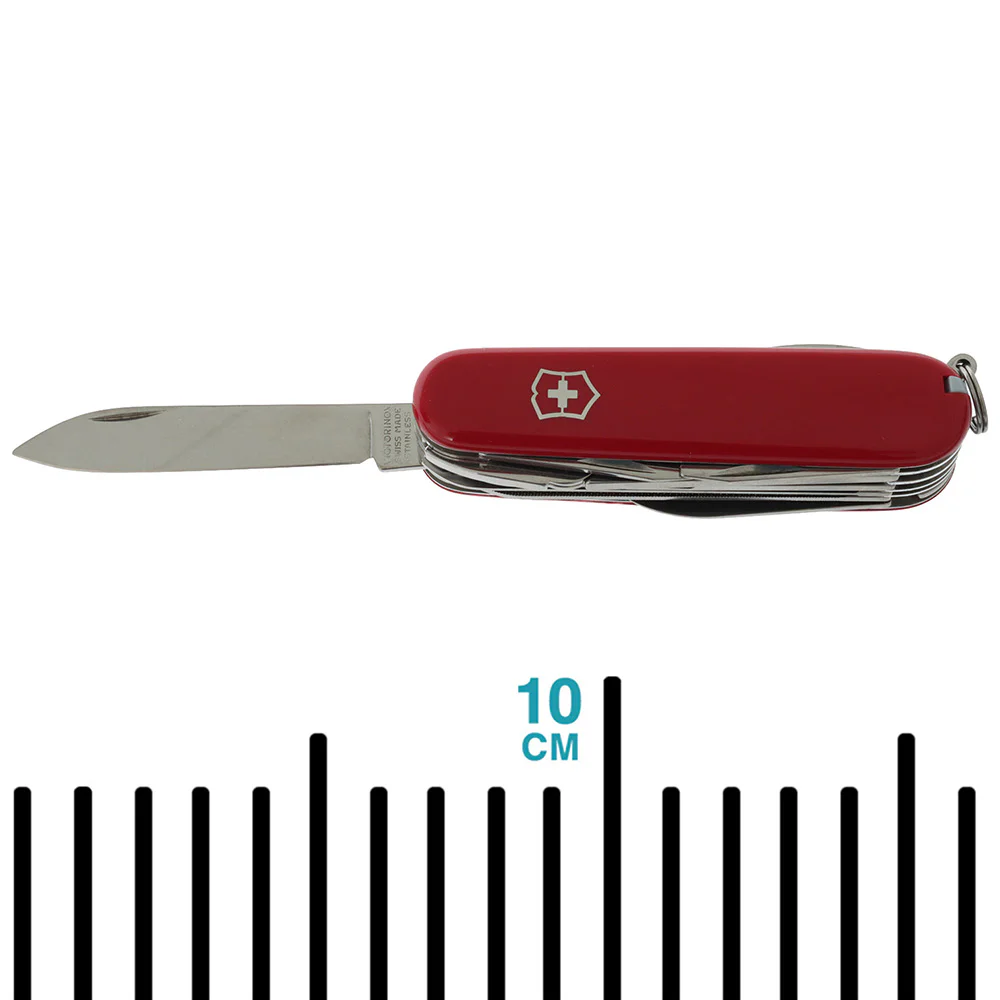 Victorinox Handyman Swiss Army Knife featuring a classic 91mm red handle and an extensive collection of versatile tools for everyday use and outdoor adventures. This Swiss-made multi-tool includes large and small blades, pliers with wire cutters, wood saw