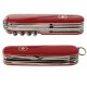 Victorinox Huntsman Swiss Army Knife 91mm Red Victorinox Huntsman Swiss Army Knife with a classic 91mm red handle and versatile multi-tool design. This Swiss-made pocket knife includes a large blade, small blade, wood saw, scissors, can opener, bottle opener, screwdrivers, wire stripper, corkscrew, m