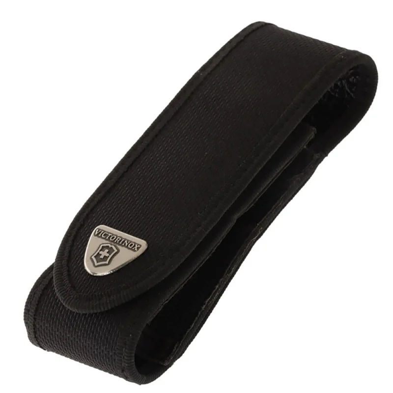 Victorinox nylon belt pouch in black, designed to securely carry Swiss Army Knives and multi-tools while providing durable everyday protection. Made from rugged, wear-resistant nylon with reinforced stitching, this lightweight sheath features a protective