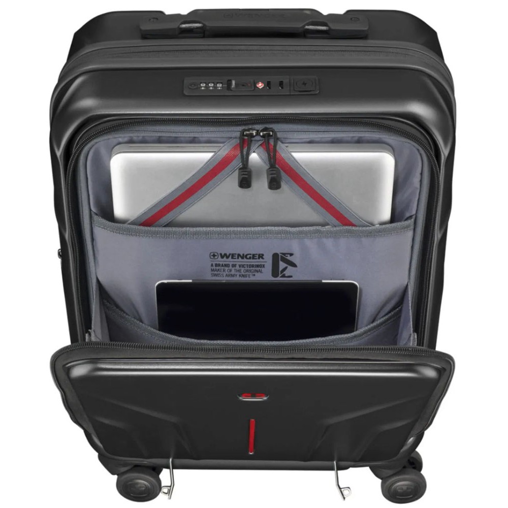 Amplix 2-Piece Luggage Set – Carry-On & Medium Black Amplix 2-piece black hardshell luggage set featuring a carry-on and medium spinner suitcase with front-opening compartments, telescopic handles, 360-degree spinner wheels, and durable hard-shell construction.