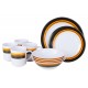 Wildtrak 16-Piece BPA-Free Melamine Camping Dinner Set Wildtrak 16-piece BPA-free melamine camping dinner set with plates, bowls and mugs featuring black, white and orange stripe design for camping, caravanning and outdoor dining use