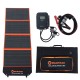 Wildtrak 160W A-grade folding solar blanket with ETFE coating, solar controller, battery cables and carry bag designed for camping, caravanning, portable energy and off-grid solar charging systems