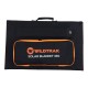 Wildtrak 160W A-grade folding solar blanket with ETFE coating, solar controller, battery cables and carry bag designed for camping, caravanning, portable energy and off-grid solar charging systems