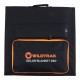 Wildtrak 240W folding solar blanket with ETFE coating, solar controller, connection cables and carry bag designed for camping, caravanning, portable power and off-grid solar charging systems