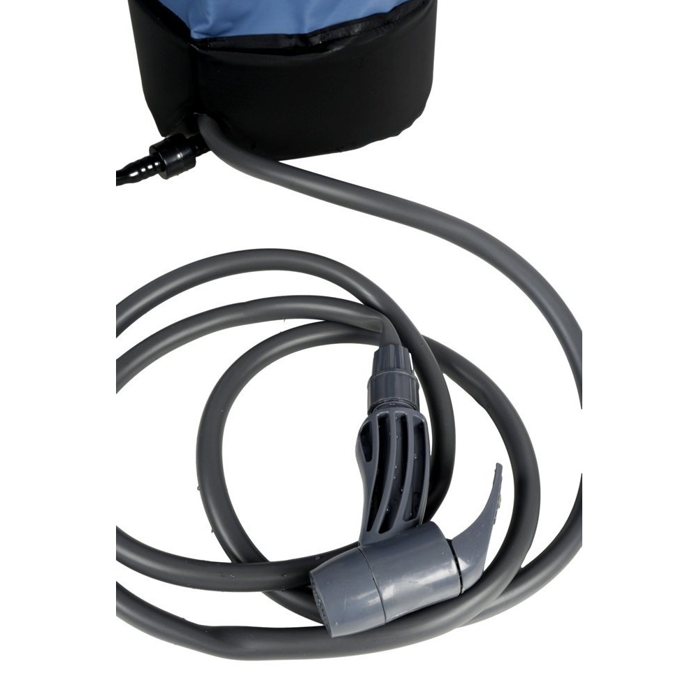 Wildtrak 15L portable camping shower with foot pump, hose, shower head and compact carry bag designed for camping, beach trips, outdoor cleaning and off-grid showering