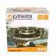 Wildtrak premium 12-piece enamel dinner set with plates, bowls and mugs featuring speckled black finish designed for camping, caravanning, picnics and outdoor dining adventures