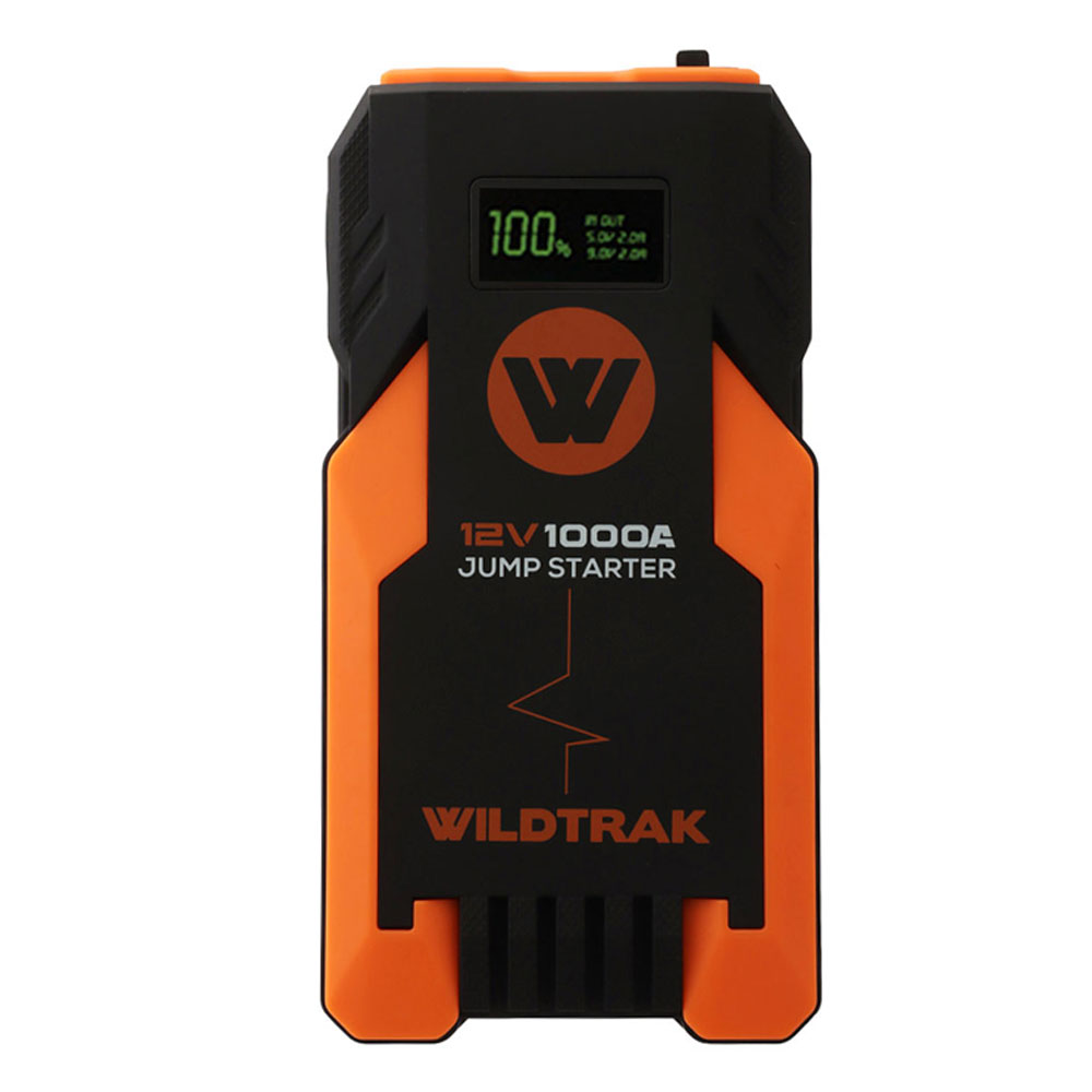 Wildtrak S1000A Portable Jump Starter Power Bank 12V 12800mAh Wildtrak S1000A portable 12V jump starter and 12800mAh power bank with compact rugged design and digital display for emergency vehicle starting and portable device charging