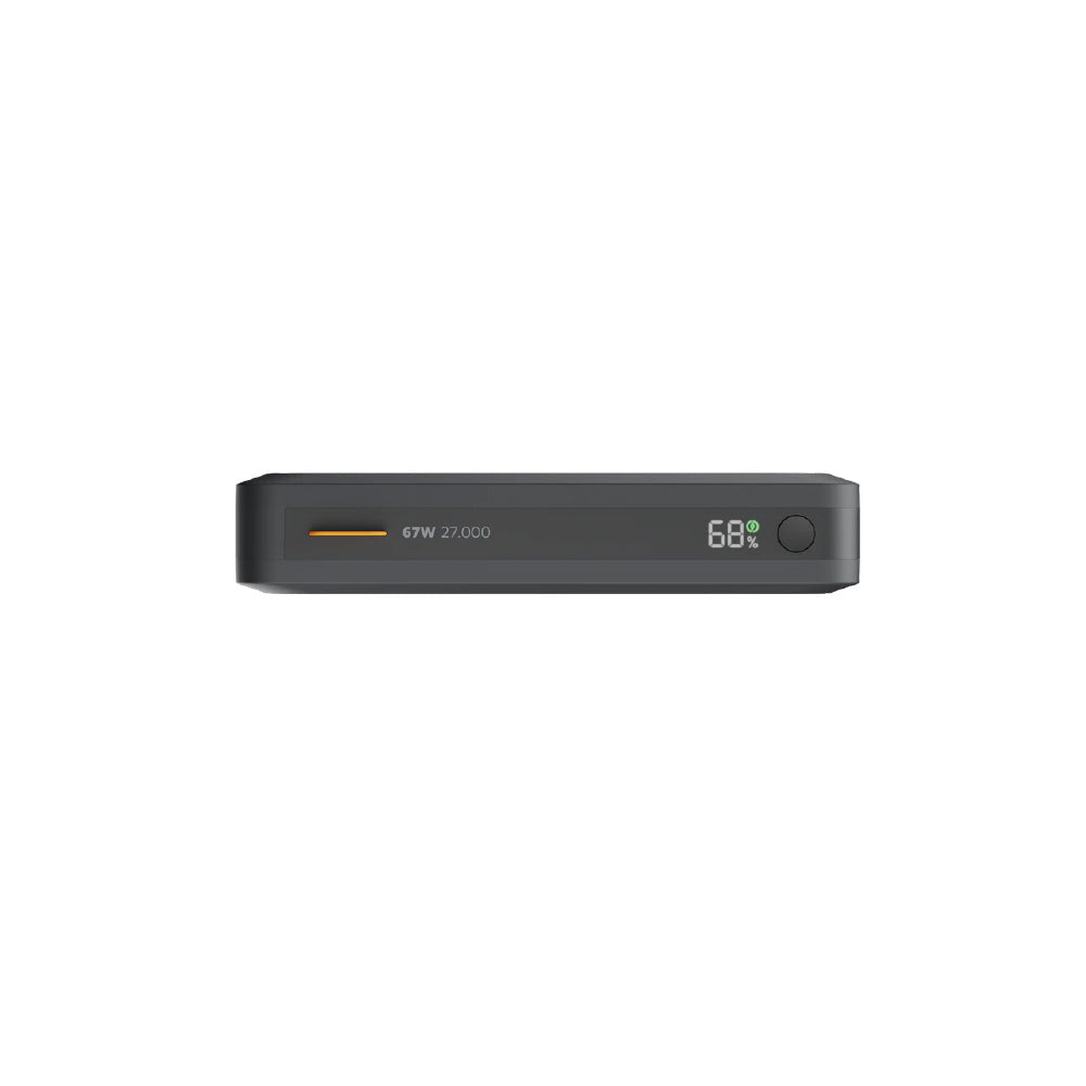 Xtorm Fuel Series 5 power bank with 27,000mAh battery capacity, 67W fast charging, USB-C Power Delivery ports and digital battery display for charging laptops, tablets, smartphones and other devices while travelling or working remotely.