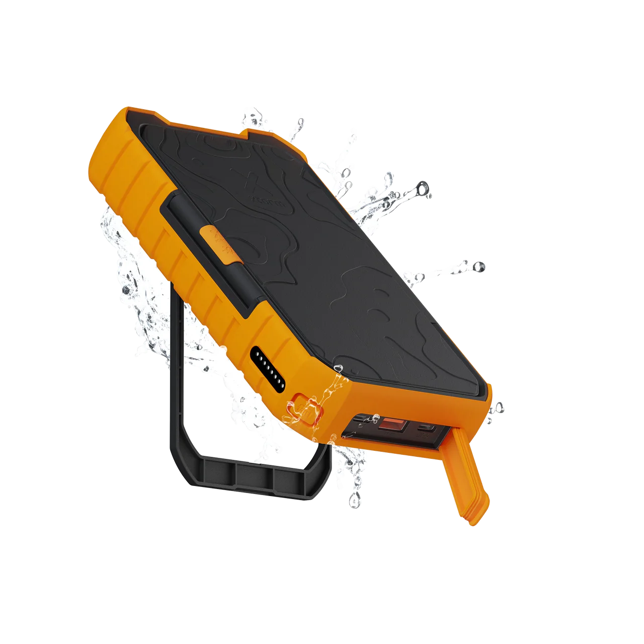 Xtorm rugged solar power bank with 10,000mAh battery capacity, 20W fast charging and fold-out solar panels designed for camping, hiking, travel, emergency preparedness and off-grid device charging.