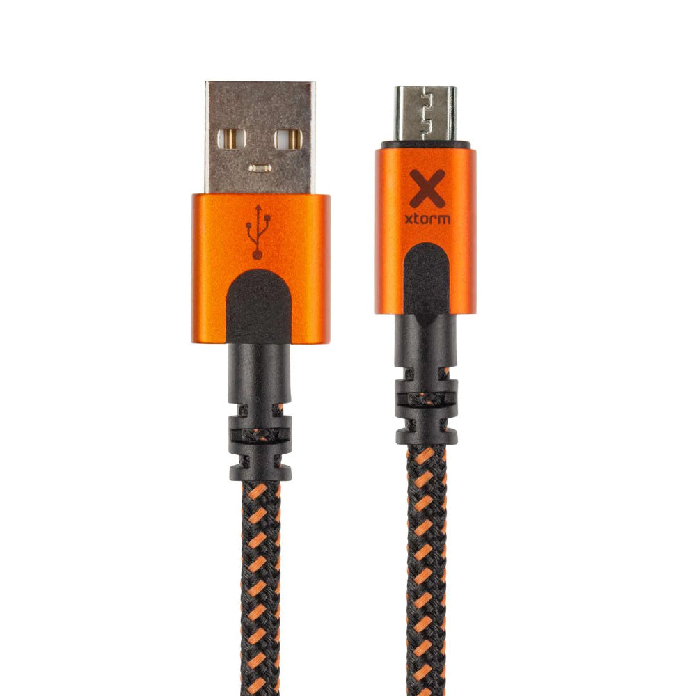 Xtorm Xtreme USB to Micro USB cable 1.5m featuring rugged braided construction, reinforced connectors and lifetime warranty for dependable charging and data syncing with Micro USB smartphones, tablets and accessories