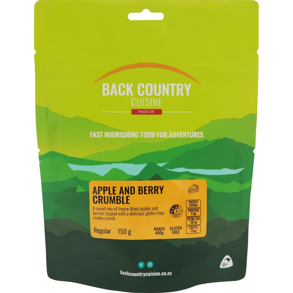 back country cuisine apple and berry crumble freeze dried dessert meal lightweight camping food gluten free adventure meal for hiking and backpacking