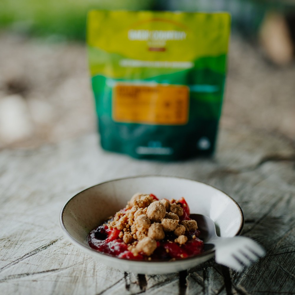 back country cuisine apple and berry crumble freeze dried dessert meal lightweight camping food gluten free adventure meal for hiking and backpacking