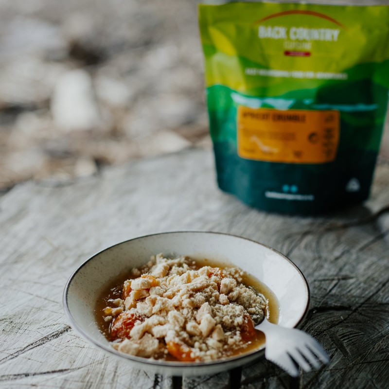 Back Country Cuisine Apricot Crumble freeze dried outdoor dessert meal pouch 150g for camping and hiking adventures