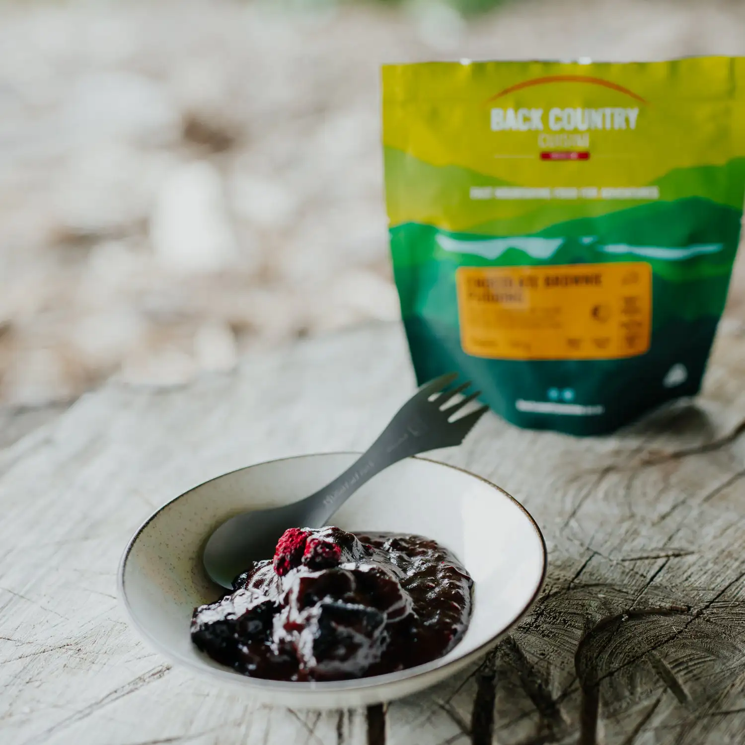 Back Country Cuisine Chocolate Brownie Pudding Freeze Dried Dessert Back Country Cuisine Chocolate Brownie Pudding regular 150g freeze dried camping dessert self saucing chocolate brownie with boysenberries gluten free outdoor adventure meal