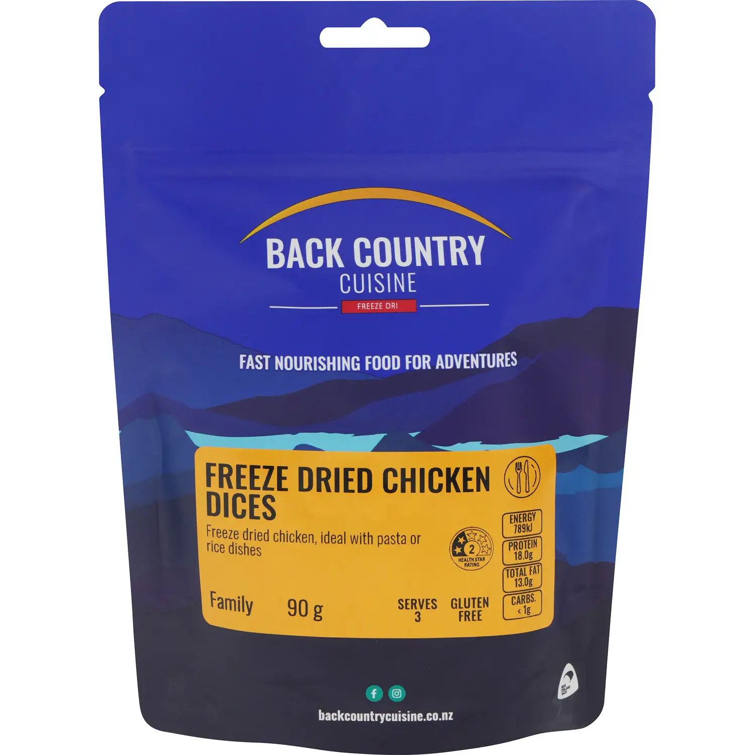 Back Country Cuisine Freeze Dried Chicken Dices family 90g gluten free camping food ideal for pasta or rice dishes serves 3 lightweight outdoor adventure ingredient
