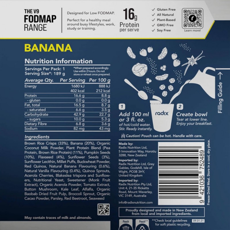 Radix Nutrition Low FODMAP 400 Banana