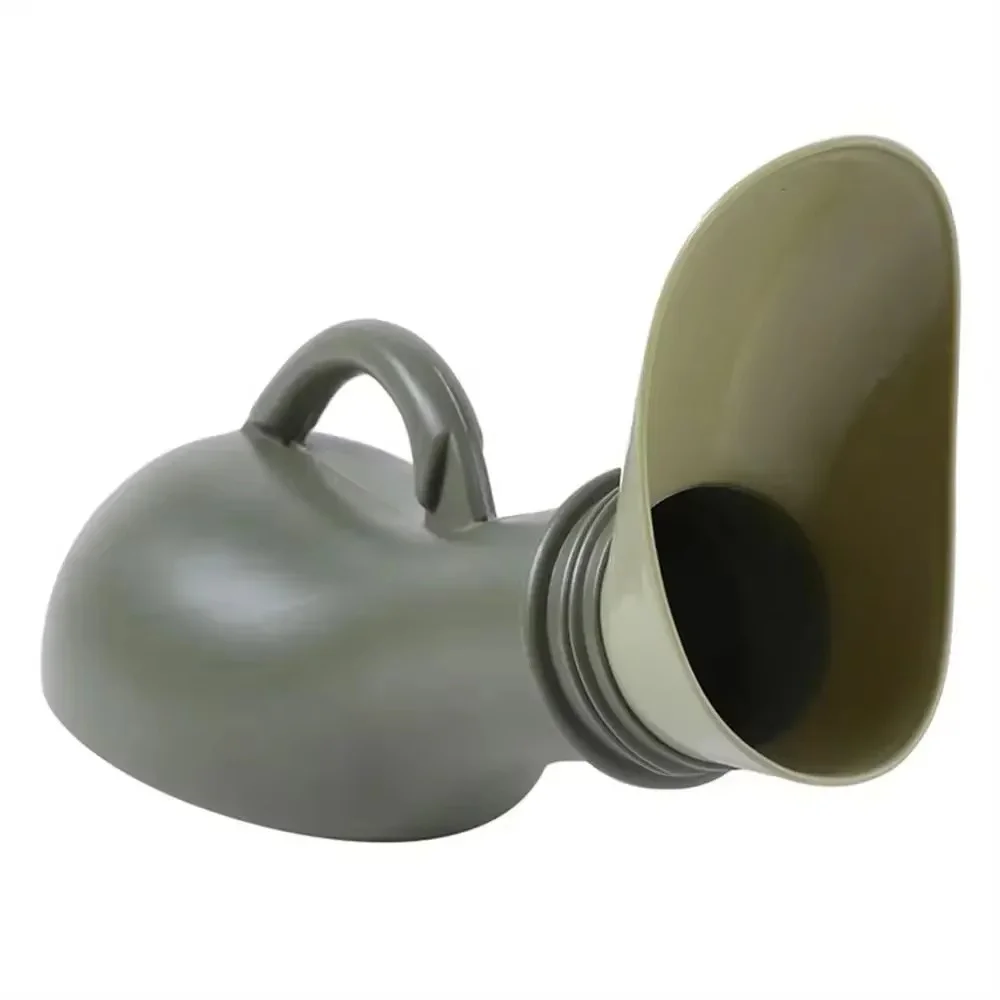 Portable 1000ml urinal bottle with ergonomic funnel attachment and carry handle for camping travel and emergency use
