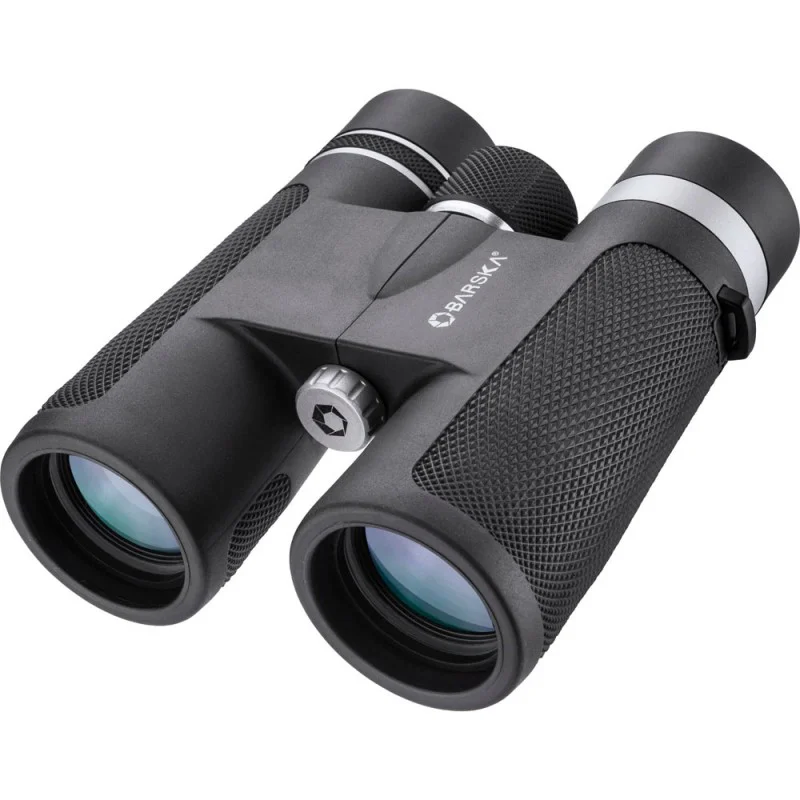 10x42 compact binoculars with textured black body and multi-coated lenses, delivering clear long-range viewing for birdwatching, wildlife observation, hiking, and outdoor adventures.