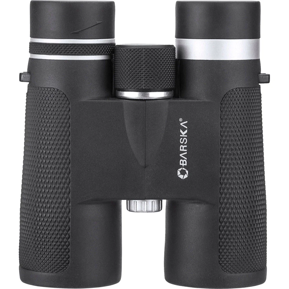 10x42 compact binoculars with textured black body and multi-coated lenses, delivering clear long-range viewing for birdwatching, wildlife observation, hiking, and outdoor adventures.