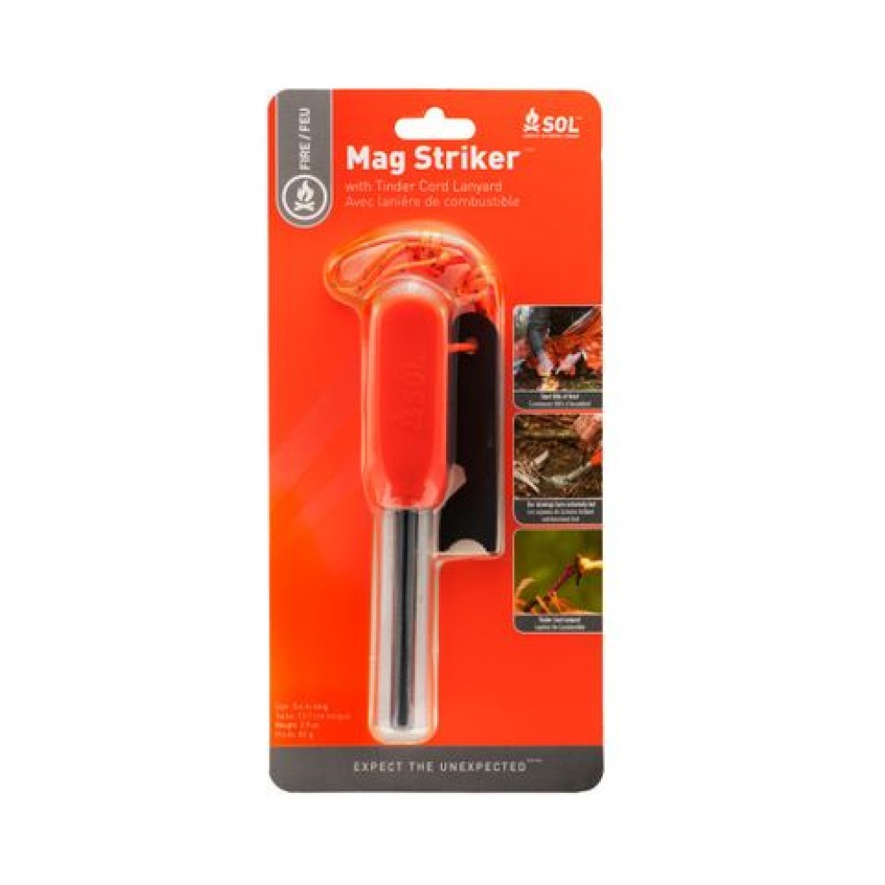 sol-mag-striker-retail-front Front retail packaging of SOL Mag Striker showing product and fire-starting features