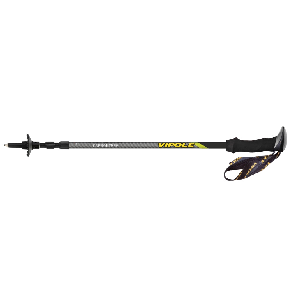 Vipole Carbontrek carbon fiber trekking pole with lightweight shaft, ergonomic handle, and wrist strap for hiking and trekking
