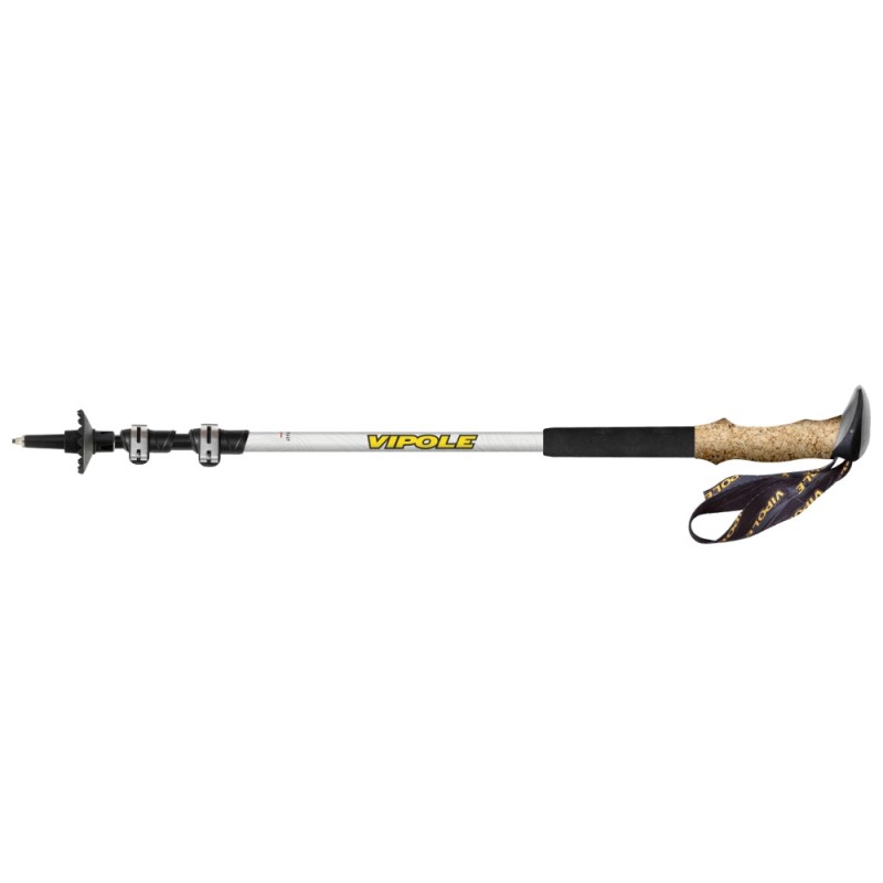 Vipole Base Camp Cork trekking pole with cork ergonomic handle, adjustable shaft, and wrist strap for hiking and trekking