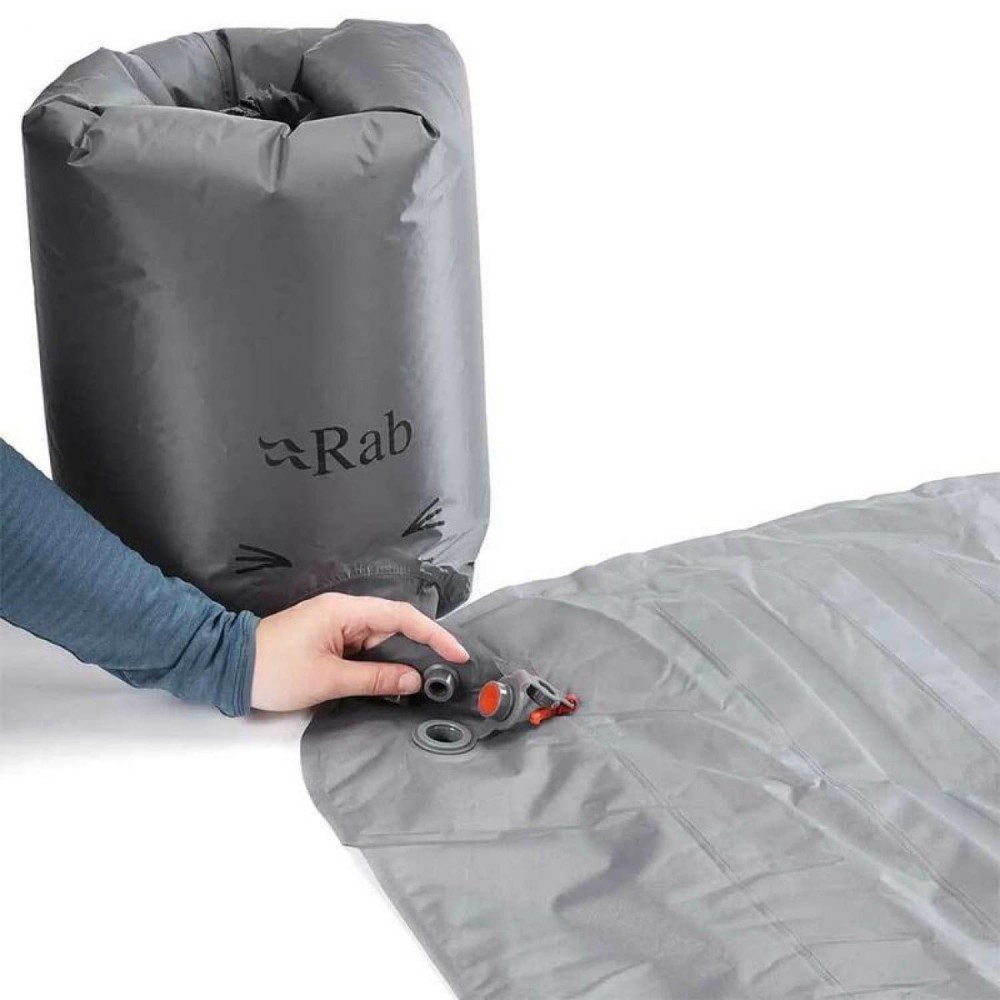 Rab Stratosphere 4 Inflation – Using Pump Sack Pump sack being used to inflate the Rab Stratosphere 4 via two-way valve