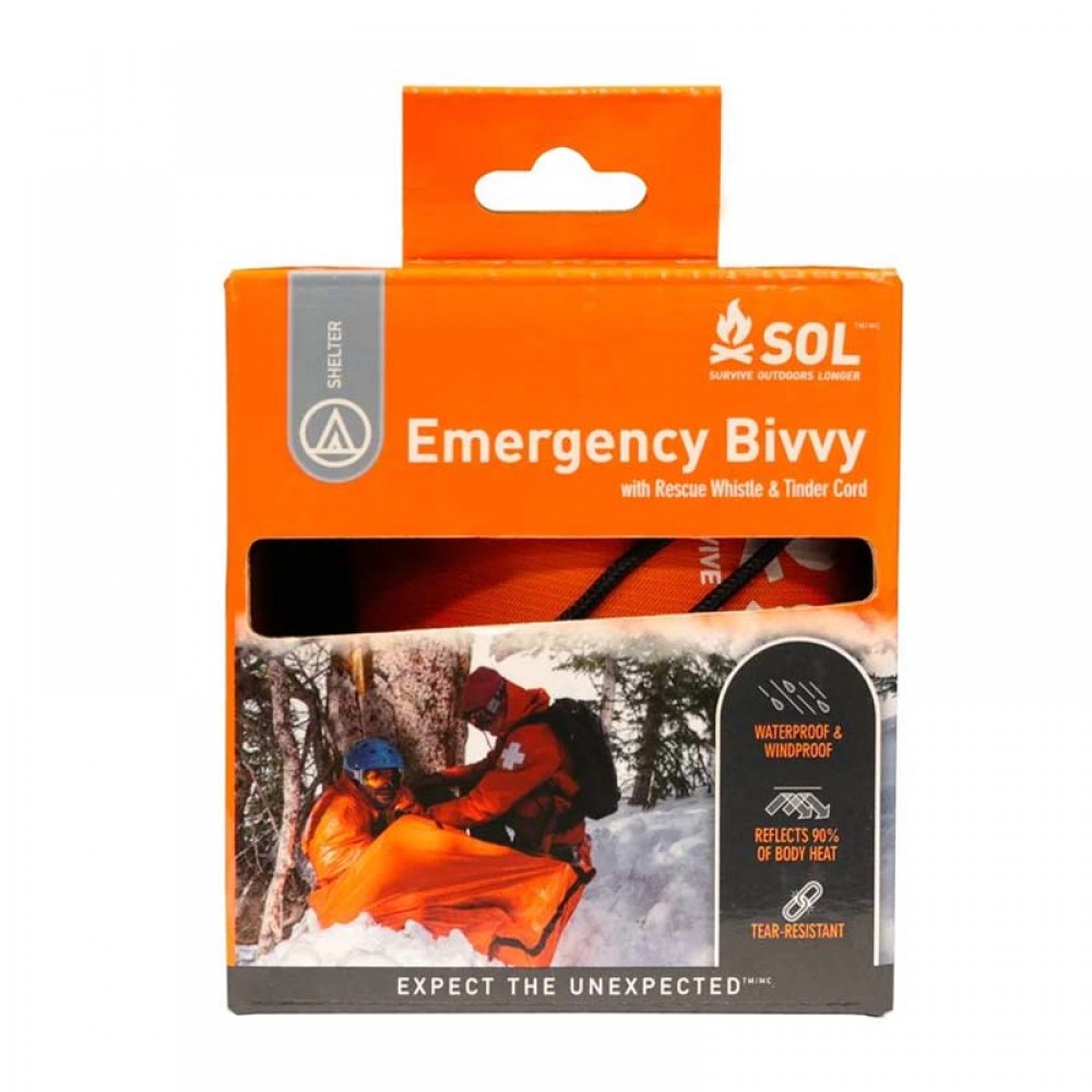 SOL Emergency Bivvy Bag with Whistle – Outdoor Survival Gear SOL Emergency Bivvy NZ – Heat Reflective Survival Shelter with Whistle