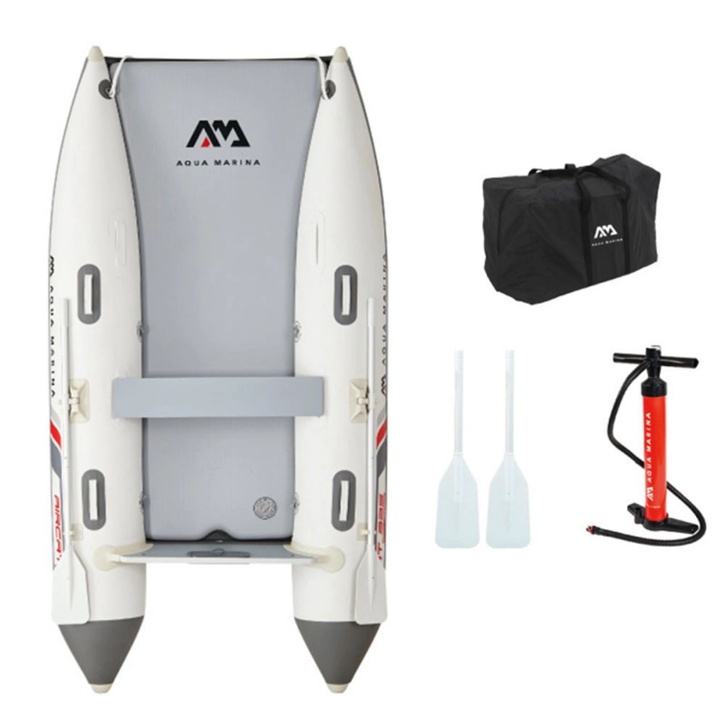 Aqua Marina Aircat 9ft 4in inflatable catamaran with pump carry bag and paddles included for 4 person capacity