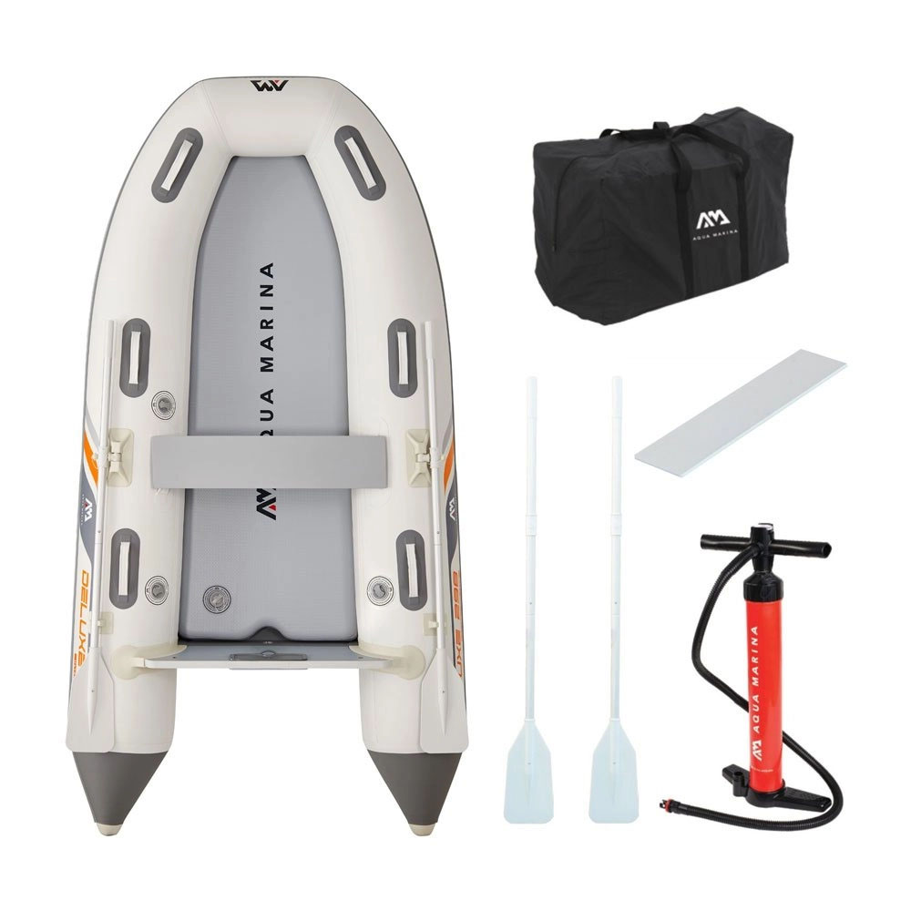 Aqua Marina Deluxe 298 inflatable speed boat with carry bag paddles seat and pump included for portable boating