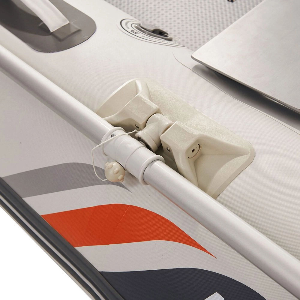 Aqua Marina Deluxe 298 Inflatable Speed Boat Kit with Pump and Oars Aqua Marina Deluxe 298 inflatable speed boat with carry bag paddles seat and pump included for portable boating