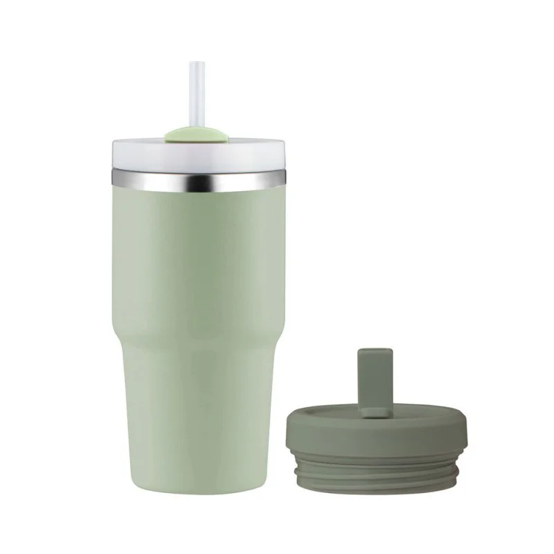 insulated smoothie tumbler with a reusable straw and interchangeable lid, designed to keep cold drinks chilled and easy to enjoy on the go.