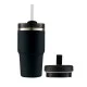 insulated smoothie tumbler with a reusable straw and interchangeable lid, designed to keep cold drinks chilled and easy to enjoy on the go.