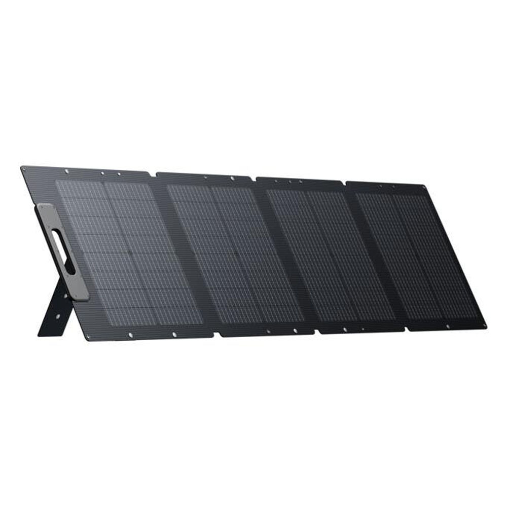 Bluetti 120W portable solar panel fully unfolded with high-efficiency cells for camping and off-grid power use