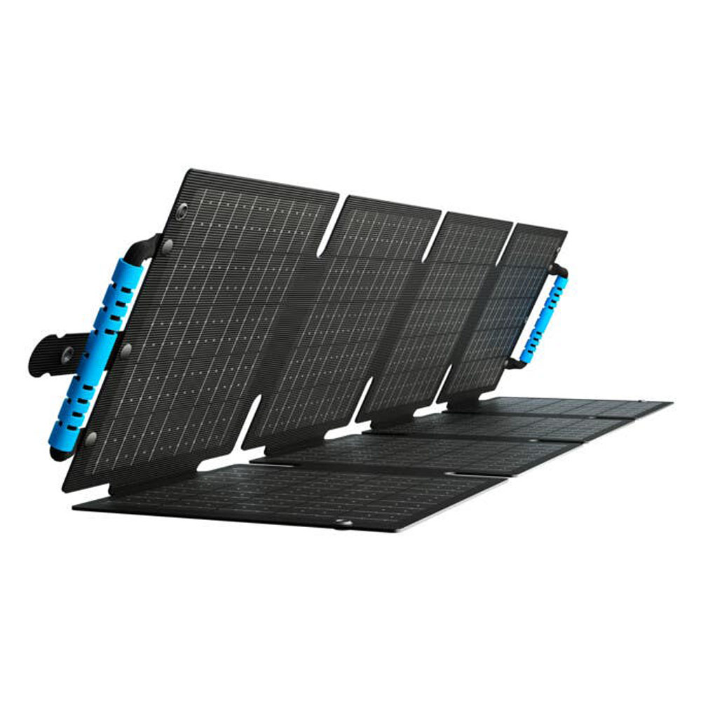 Bluetti PV60L 60W portable solar panel fully unfolded showing compact foldable design for outdoor and travel use