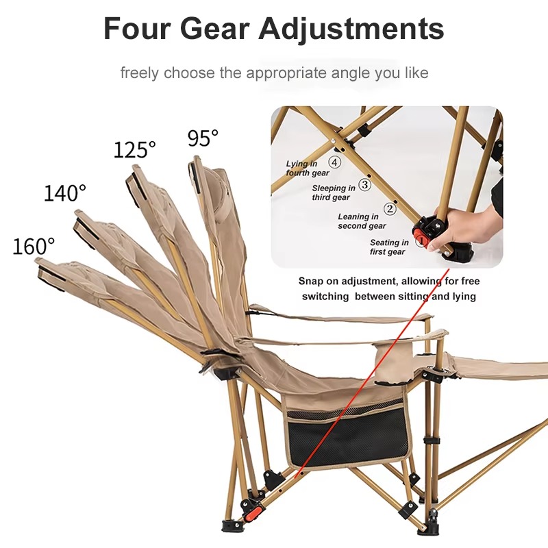 BRS 2-in-1 Reclining Camping Chair with Footrest Portable BRS reclining camping chair with detachable footrest, cup holder and adjustable backrest for outdoor relaxation