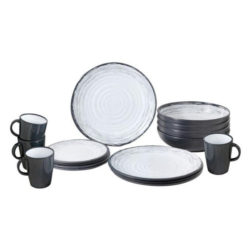 Brunner Granada 16 piece melamine dinner set with anti slip plates bowls mugs and packaging for camping caravan and outdoor dining