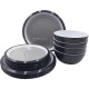 Brunner Granyte 12 piece melamine dinner set with grey granite effect plates and bowls for camping caravan and outdoor dining