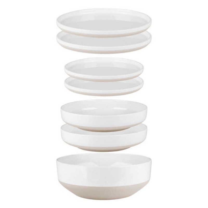 Brunner Odette 7 piece melamine dinner set with plates and bowls for camping caravan and outdoor dining