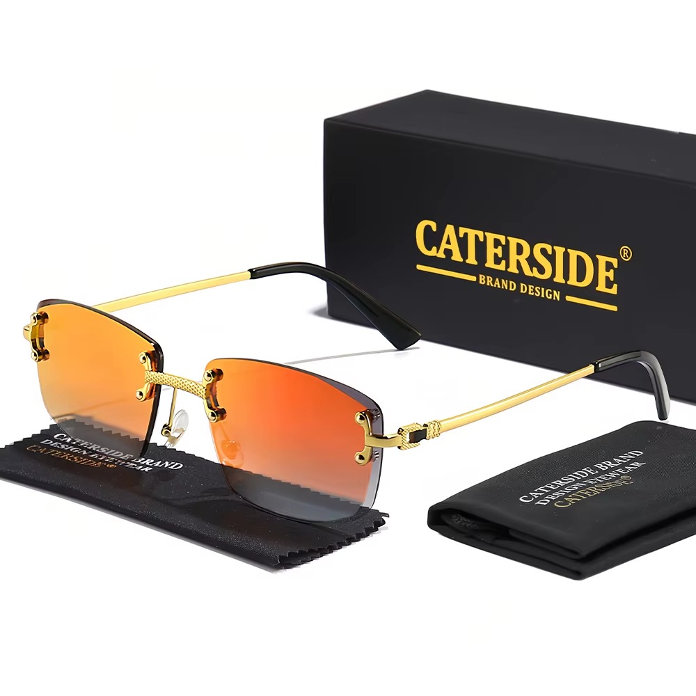 CATERSIDE Punk Rectangle Rimless Sunglasses