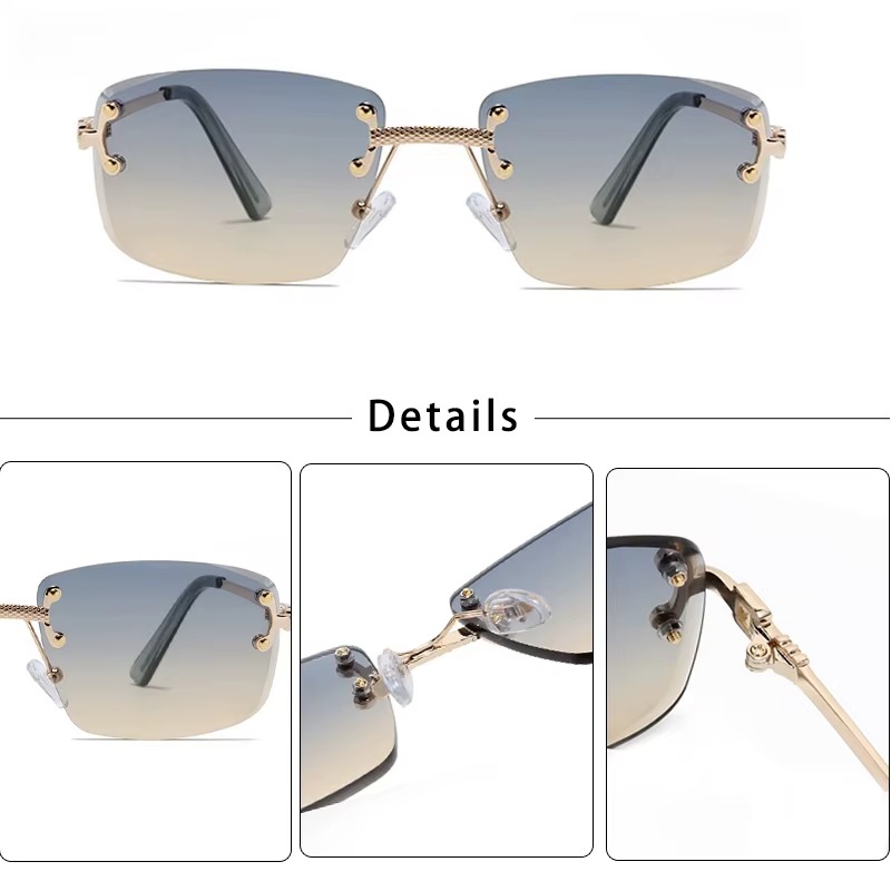 CATERSIDE Punk Rectangle Rimless Sunglasses