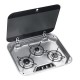 Dometic 3 Burner Gas Stove with Glass Lid Open Dometic 3 burner gas stove with glass lid open for caravan and campervan kitchen use
