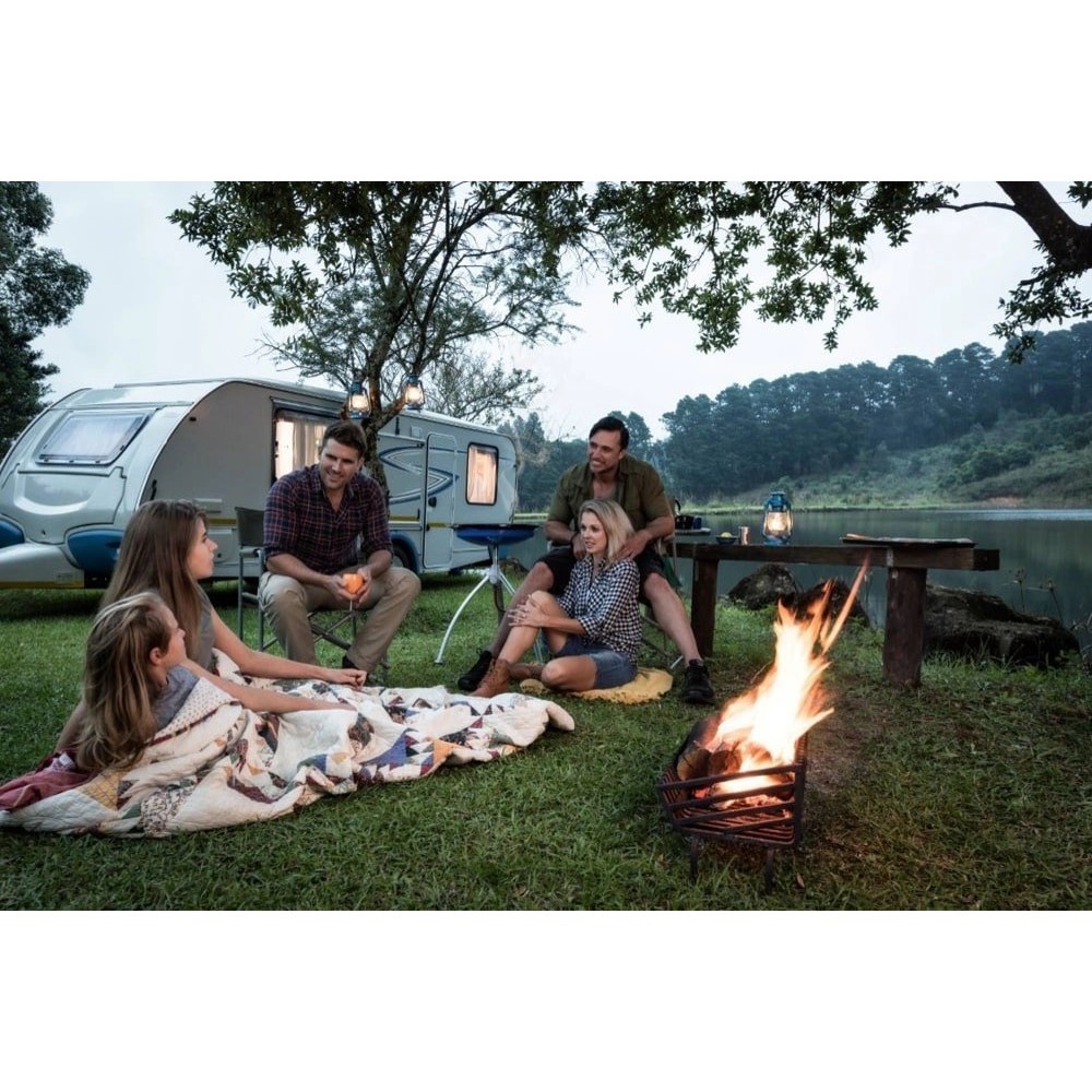 Dometic CADAC Skottel Braai portable gas BBQ with tripod stand and large cooking surface for camping and outdoor cooking