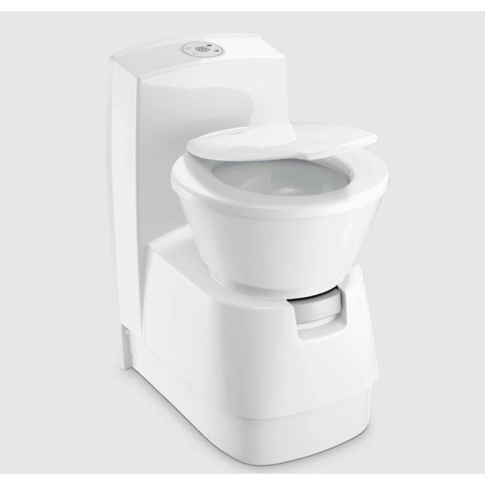 Dometic CTS 4110 Cassette Toilet Open Seat View Dometic CTS 4110 cassette swivel toilet with lid open showing bowl for campervan and caravan use