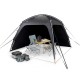 Dometic GO Compact Sun Shelter 3x3 with Side Walls Setup Dometic GO Compact 3x3 waterproof sun shelter with side walls set up for camping
